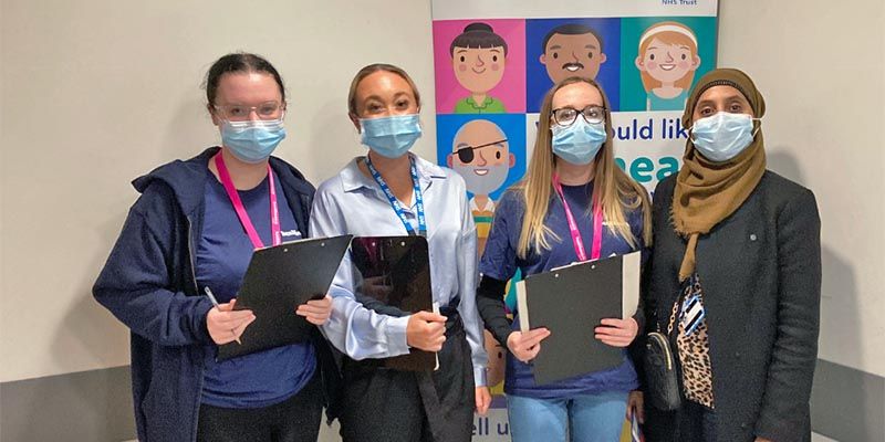 Lily morgan volunteering in a group for Healthwatch Leeds.