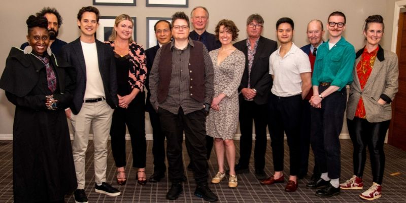 Group shot of judges, poets and attendees at the prize awards ceremony.