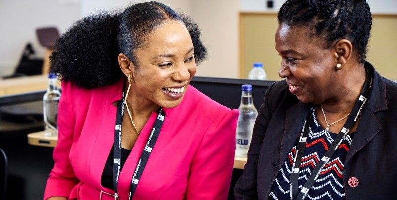 Councillor Abigail Marshall Katung, Lord Mayor of Leeds with Professor Sheryl Williams from Loughborough University.