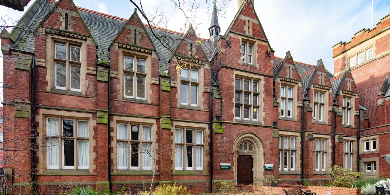 Clothworkers Tower, a red-brick building